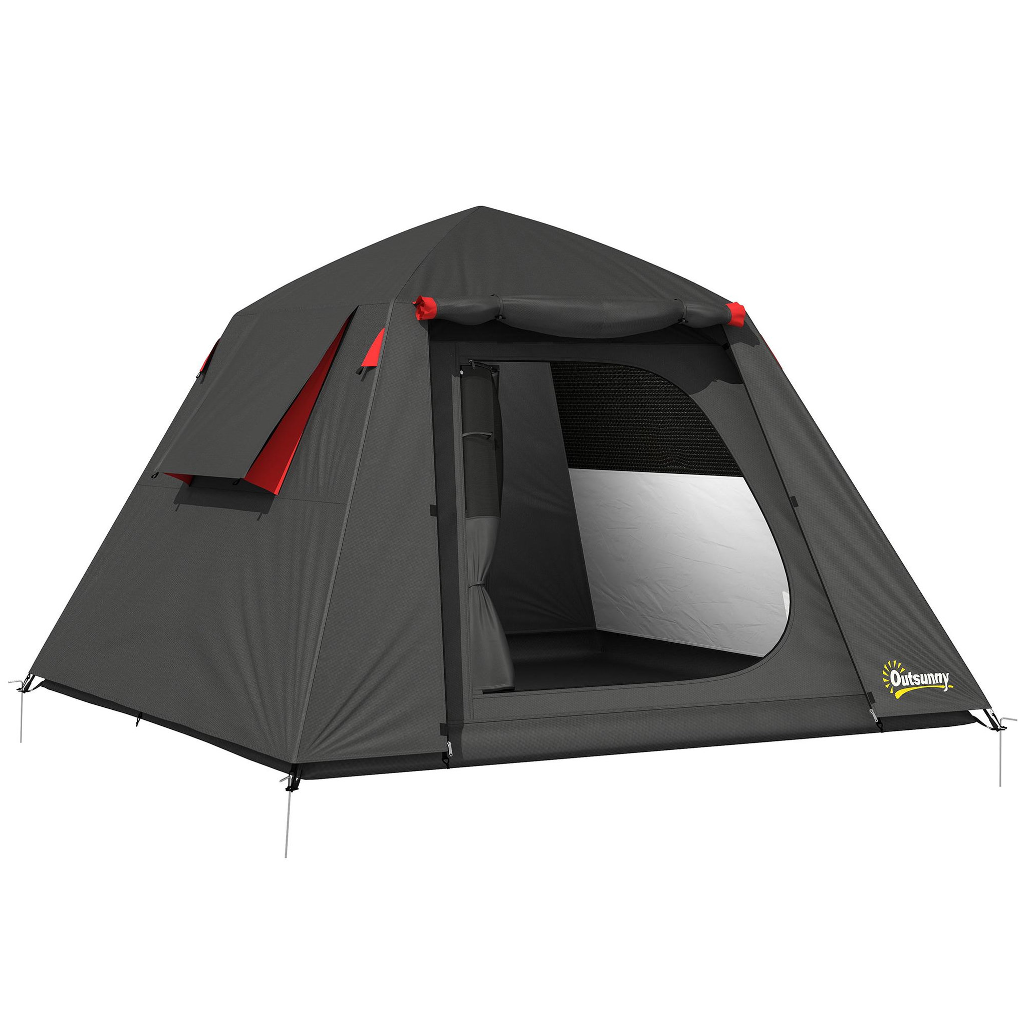 OUTSUNNY Tente camping dôme 2 pers. Imperméable 3000mm - 2,1x2,1x1,5m - anthracite