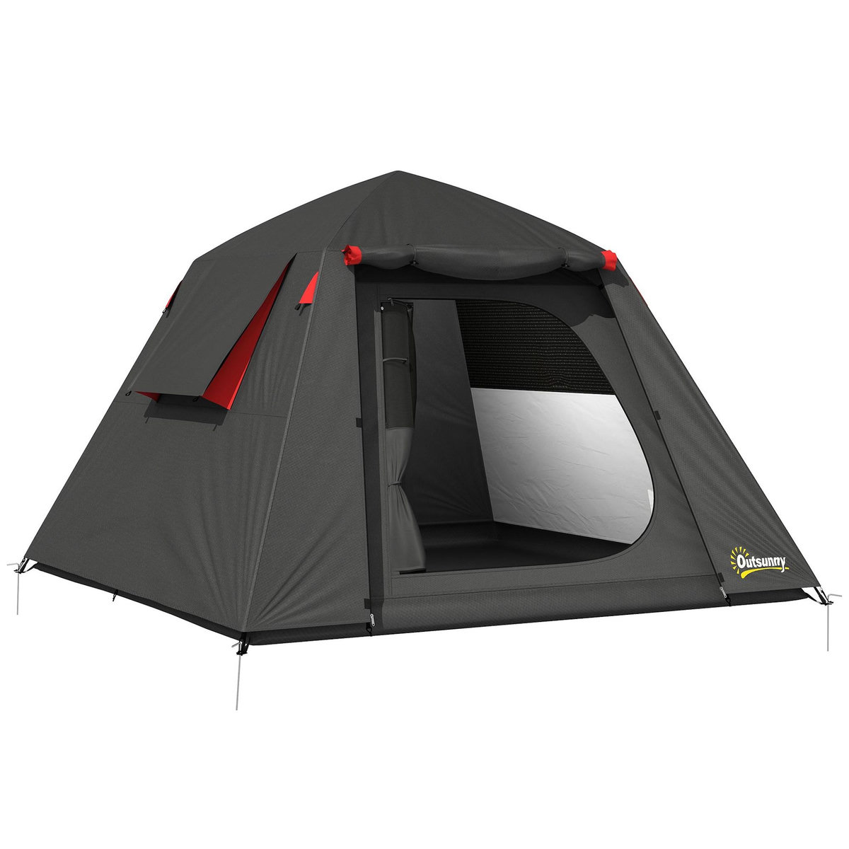 OUTSUNNY Tente camping dôme 2 pers. imperméable 3000mm - 2,1x2,1x1,5m - anthracite