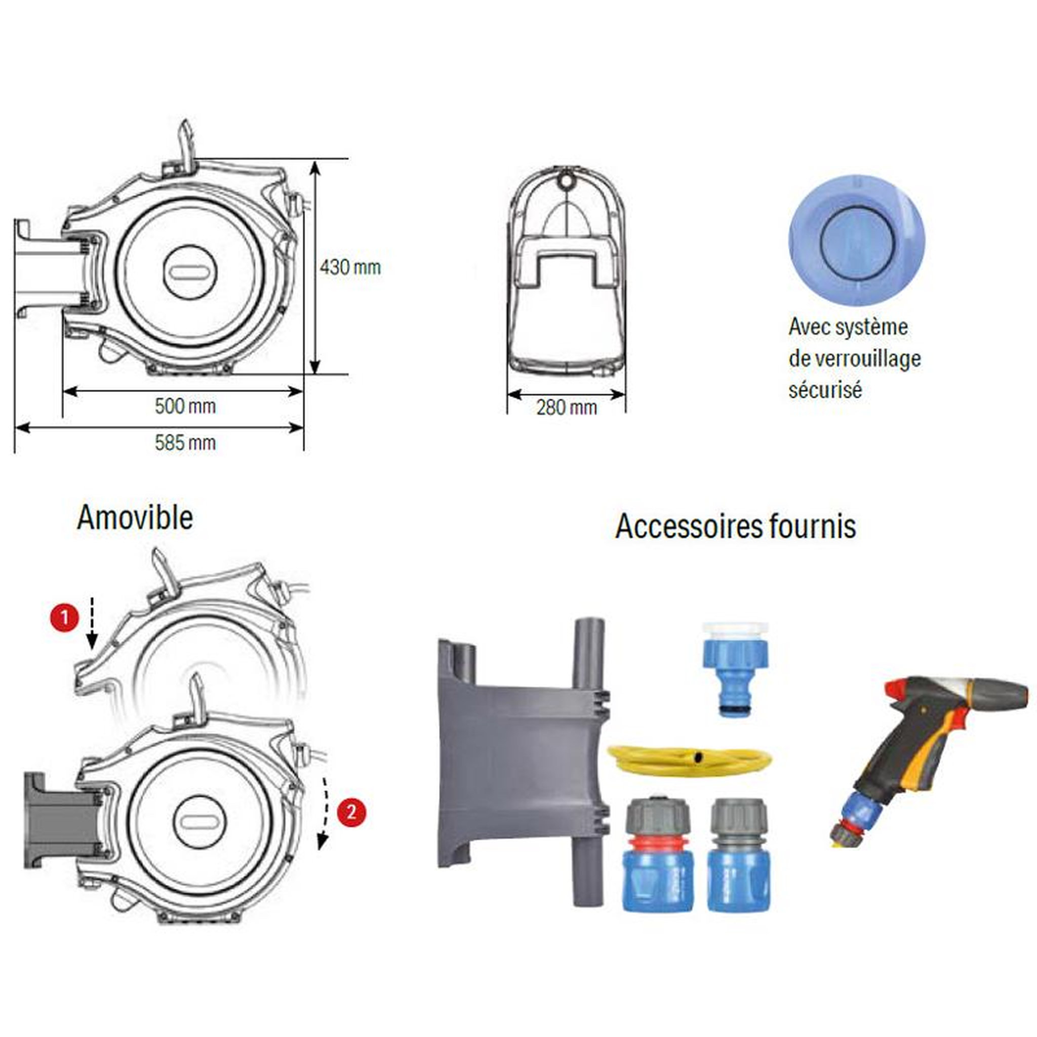 Voir la diapositive 3 : Water reel Enrouleur de tuyau automatique 18.5m - WATER REEL PRO