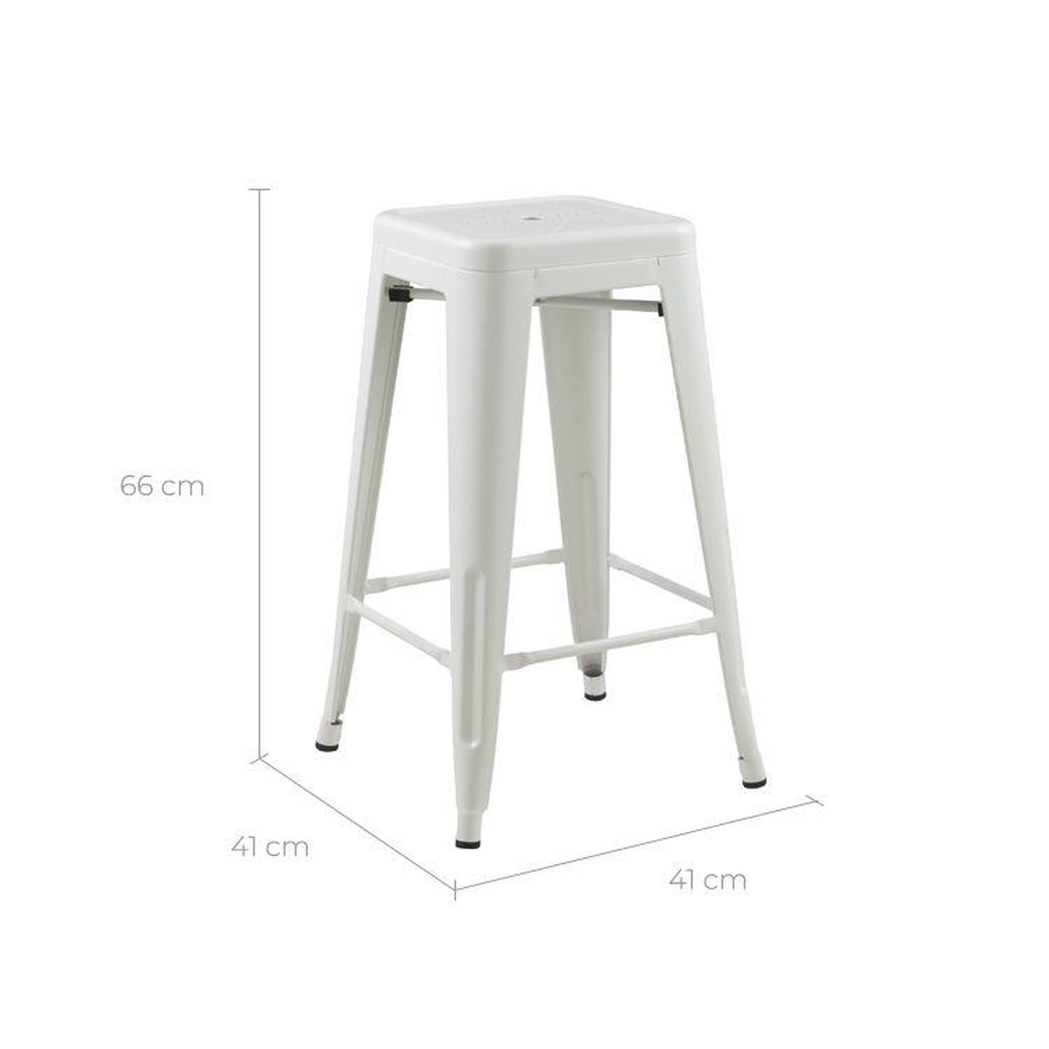 Voir la diapositive 4 : MAISON PAVANE Lot de 2 tabourets pour îlot central 66 cm en métal blanc mat-indus