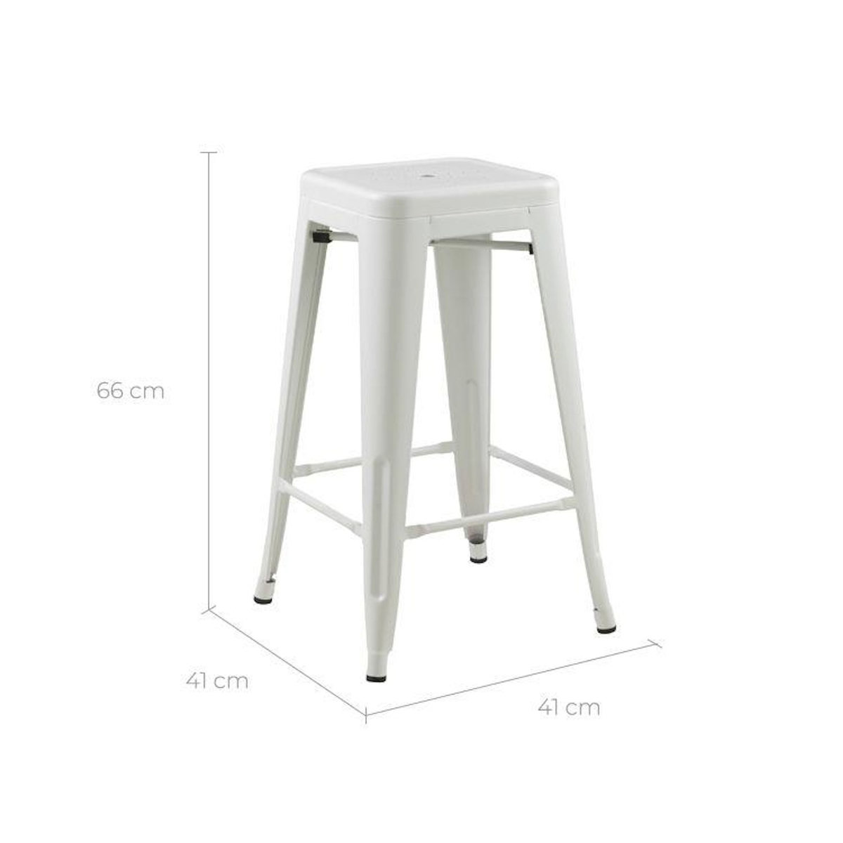Rendez vous déco Lot de 2 tabourets pour îlot central 66 cm en métal blanc mat-Indus