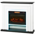 HOMCOM Cheminée électrique LED multicolore design classique grande taille 105 x 27 x 97 cm télécommande blanc noir