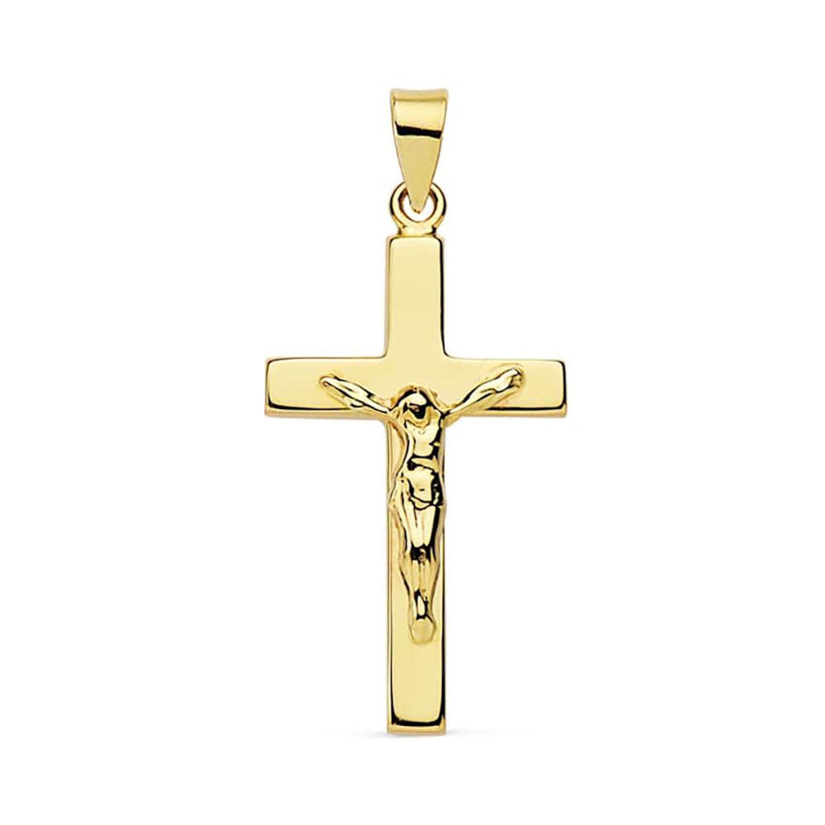 L'ATELIER D'AZUR Pendentif  - Médaille Christ sur la Croix Or 18 Carats 750 Jaune - Chaine Offerte