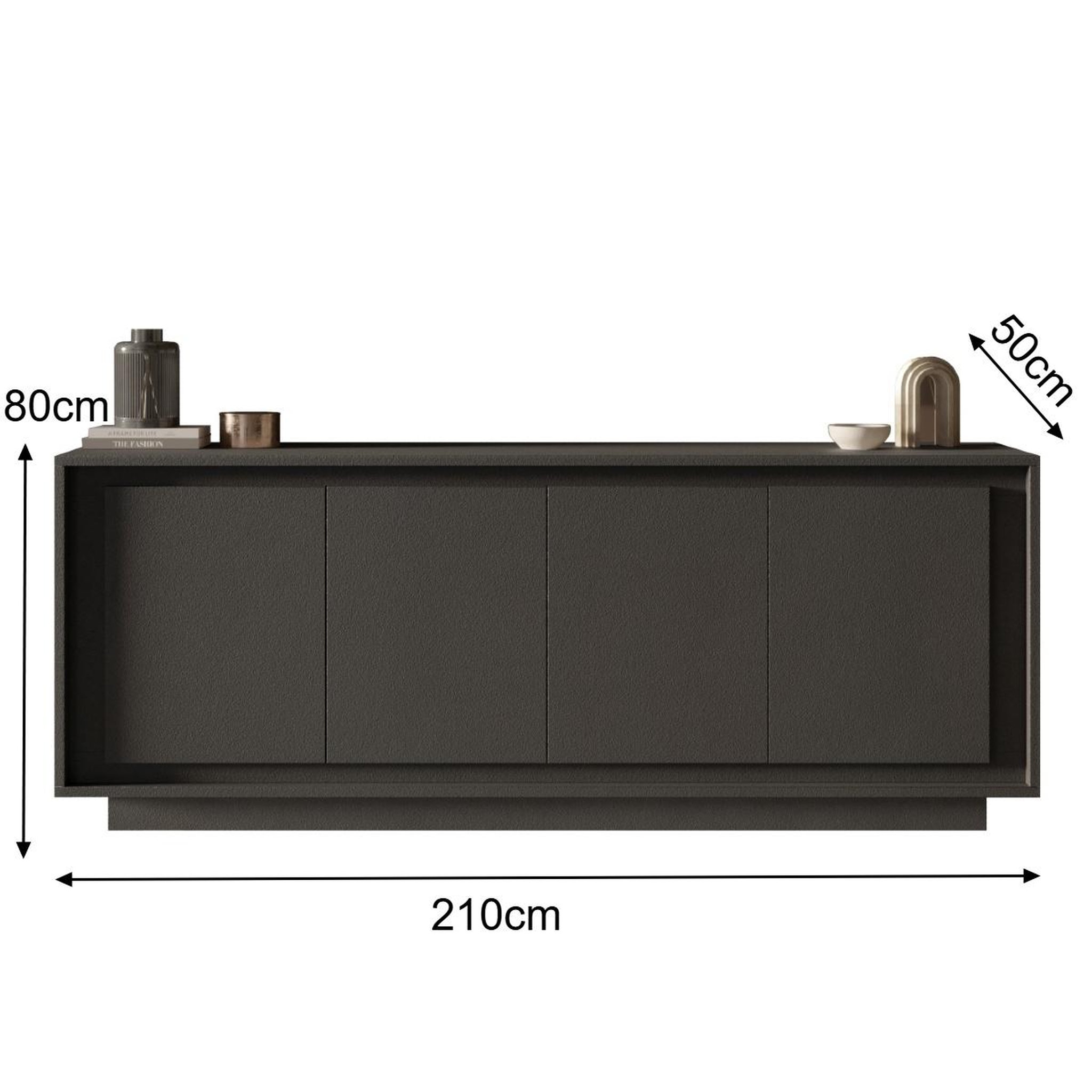 Voir la diapositive 5 : JLC KREATION Buffet bas contemporain 4 portes gris anthracite YORI