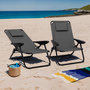 Voir la diapositive 2 : ID MARKET Lot de 2 chaises de plage pliantes - fauteuils de jardin inclinables sac à dos gris anthracite et toile grise