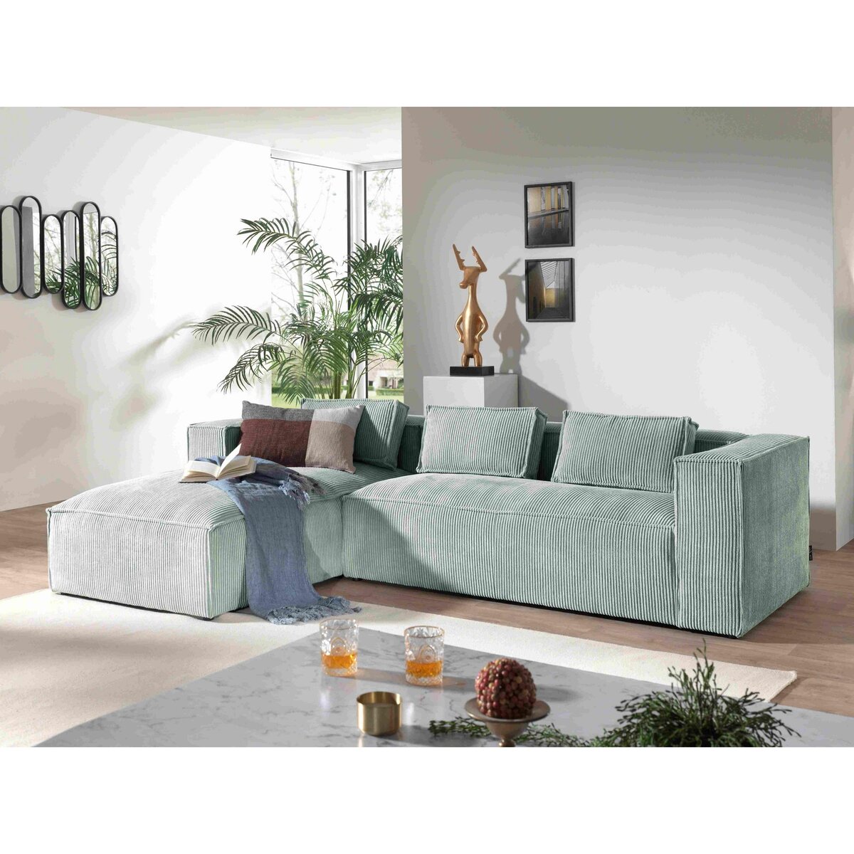 LISA DESIGN Stella - canapé d'angle - en velours côtelé - 4 places -style contemporain - gauche