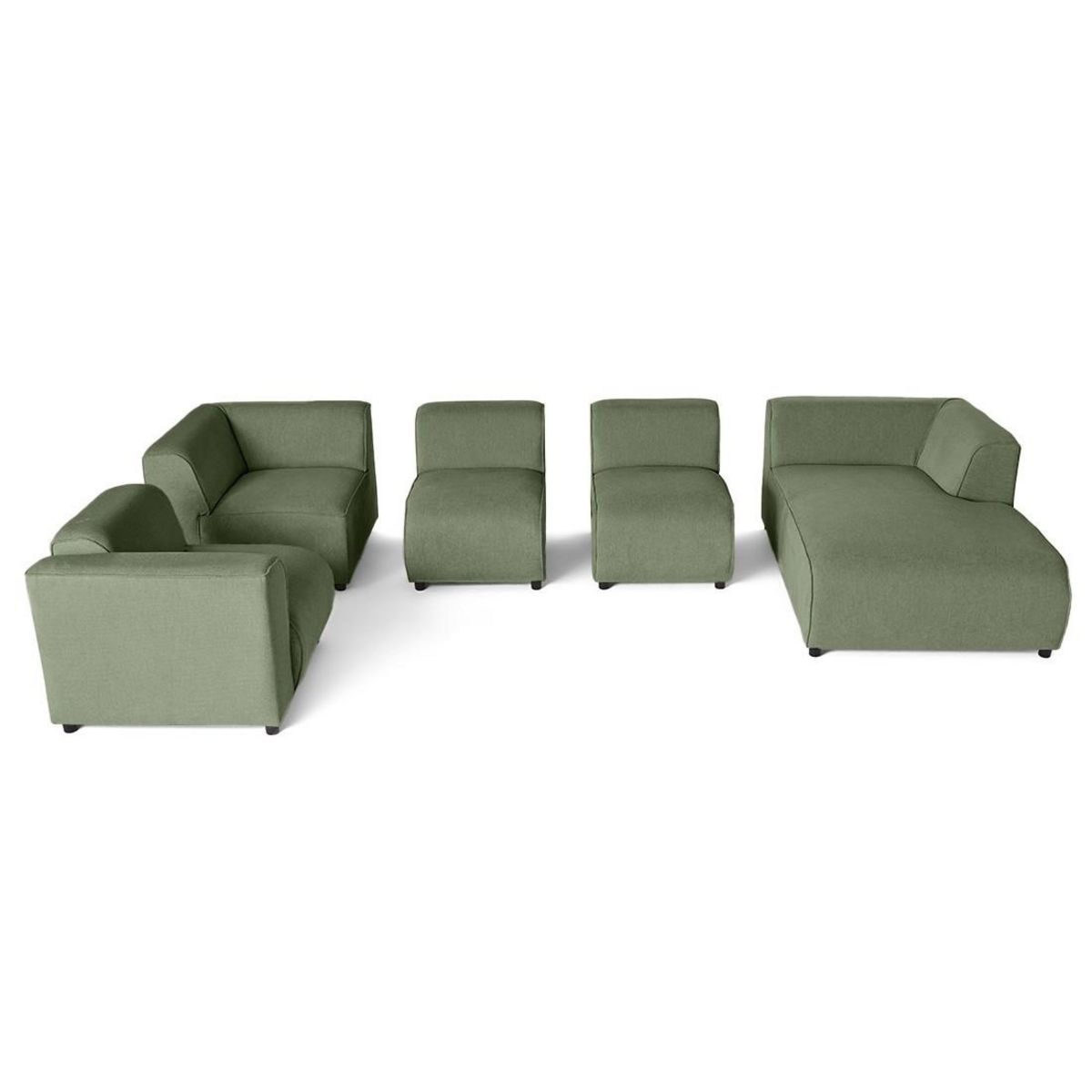 LISA DESIGN Suaro - canapé modulable panoramique d'angle gauche 7 places en tissu texturé