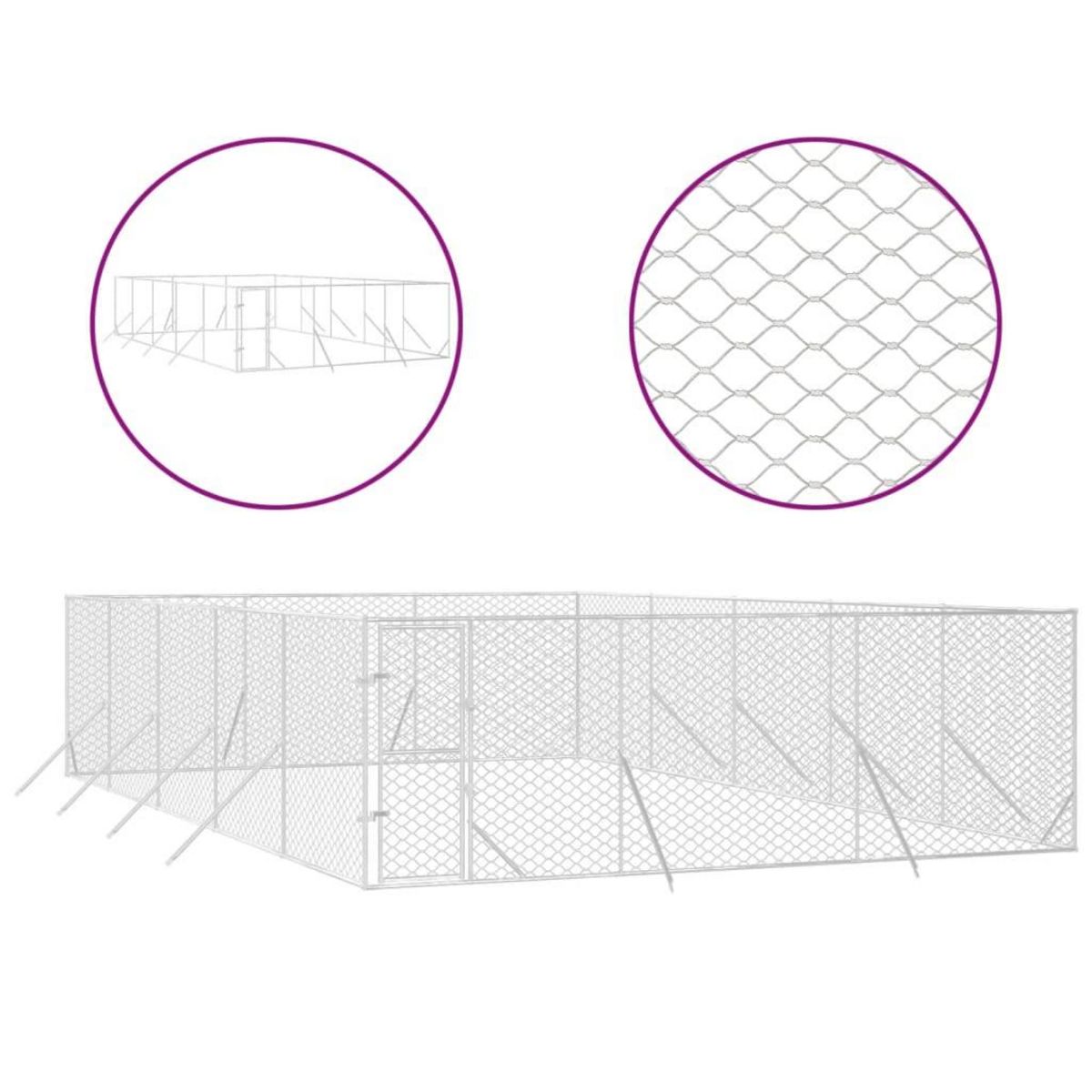 VIDAXL Chenil d'exterieur pour chiens argente 6x10x2 m acier galvanise