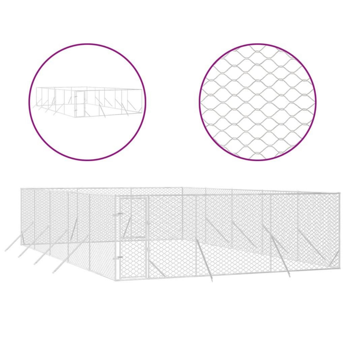 VIDAXL Chenil d'exterieur pour chiens argente 6x10x2 m acier galvanise