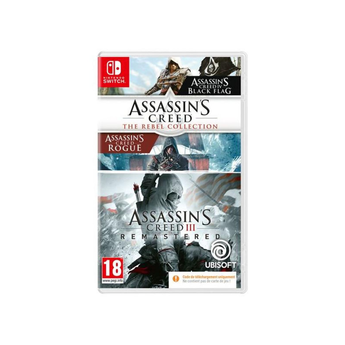 UBISOFT Compilation Assassin's Creed III Remastered + Assassin s Creed The Rebel Collection Code in a box Nintendo Switch
