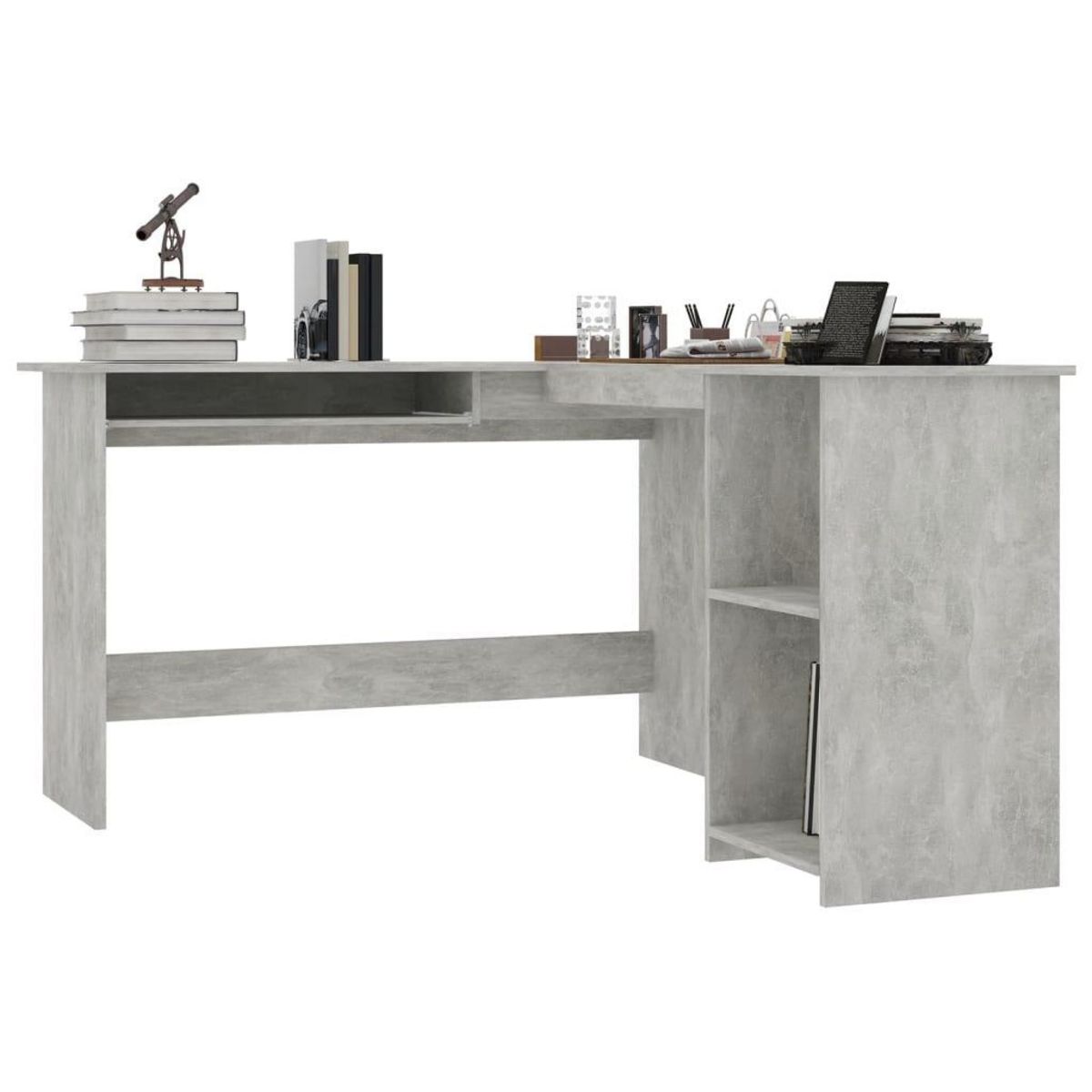 VIDAXL Bureau d'angle en forme de L Gris Beton Bois d'ingenierie