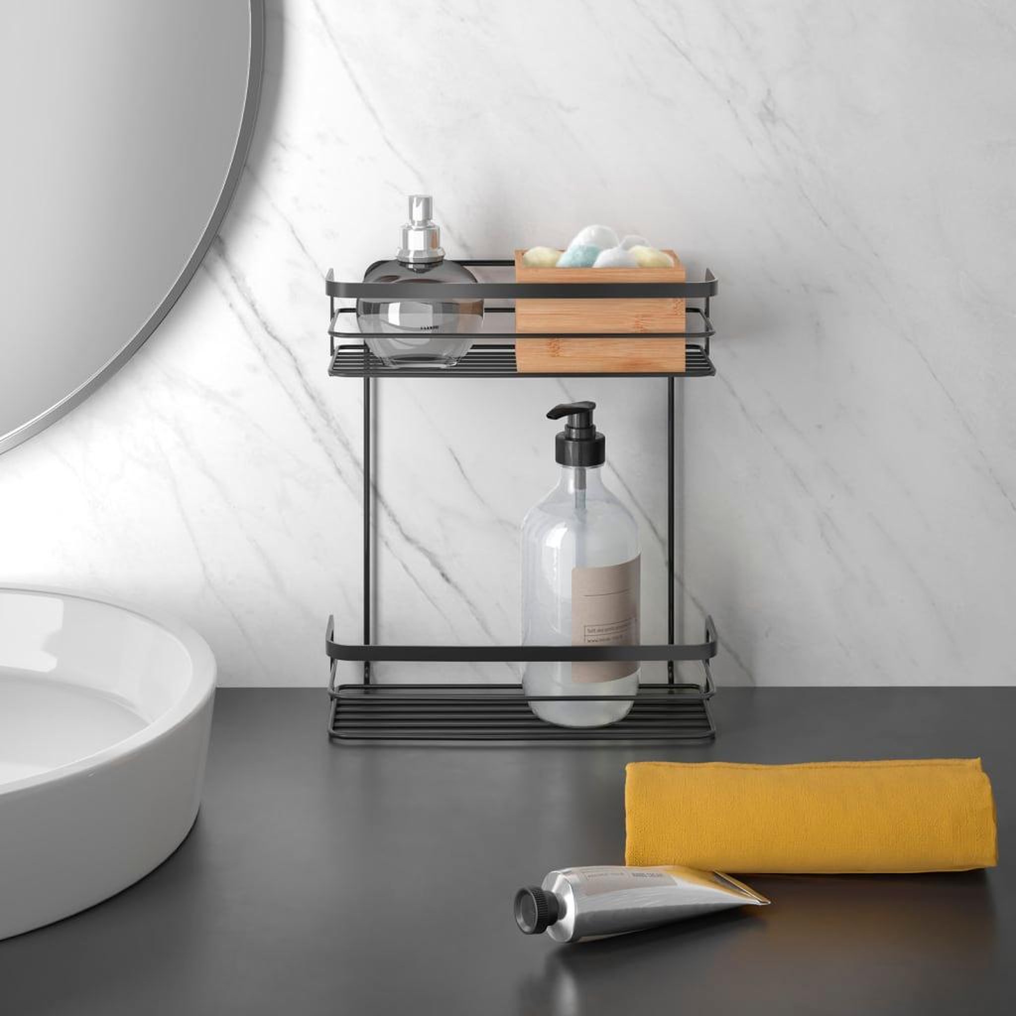 Voir la diapositive 1 : Metaltex Metaltex Etagere de douche a 2 niveaux Noir