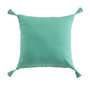 Voir la diapositive 3 : Douceur d'Intérieur Coussin déhoussable pompons 45x45 cm Jardin Secret sauge coton