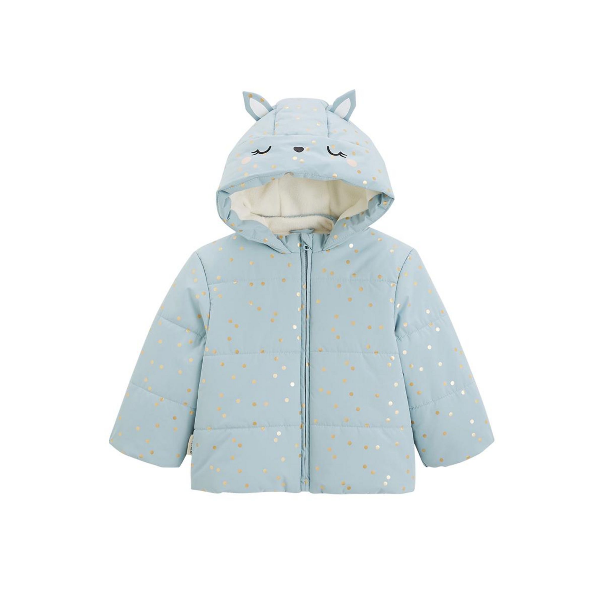 Petit Béguin Doudoune bébé intérieur polaire avec capuche Alma. Coloris disponibles : Bleu