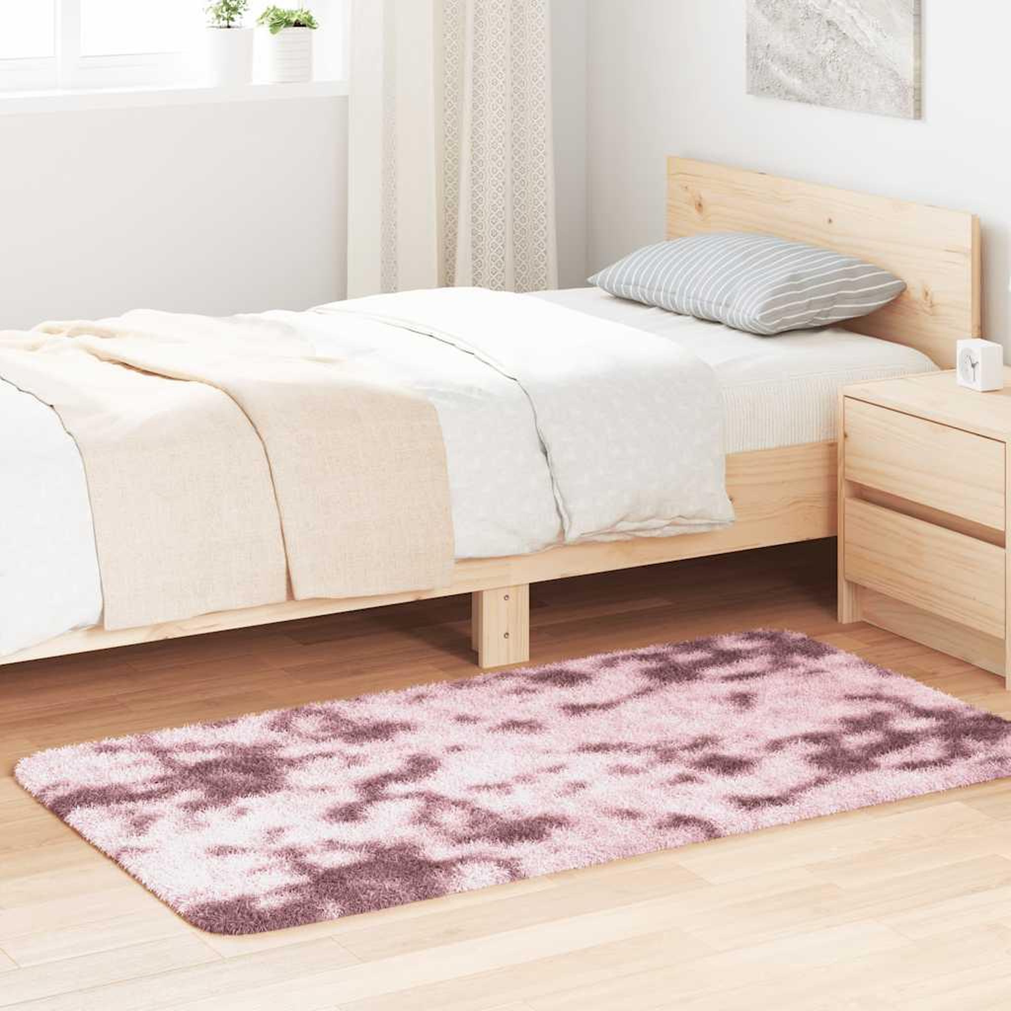 VIDAXL Tapis Shaggy a poils longs NAVARRA rose poudre 80x150 cm