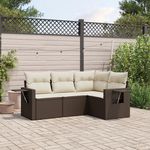 VIDAXL Salon de jardin 4 pcs avec coussins marron resine tressee