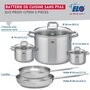 Voir la diapositive 2 : ELO Set de 2 Poêles de cuisson 24 et 28 cm et 3 faitouts 12, 14 et 26 cm Elo Profi Citrin