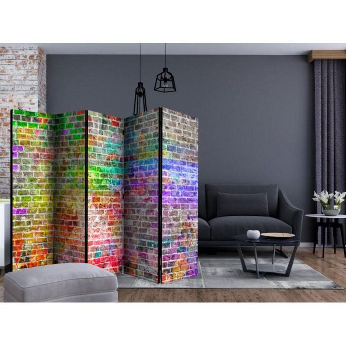 Paris Prix Paravent 5 Volets  Rainbow Wall  172x225cm