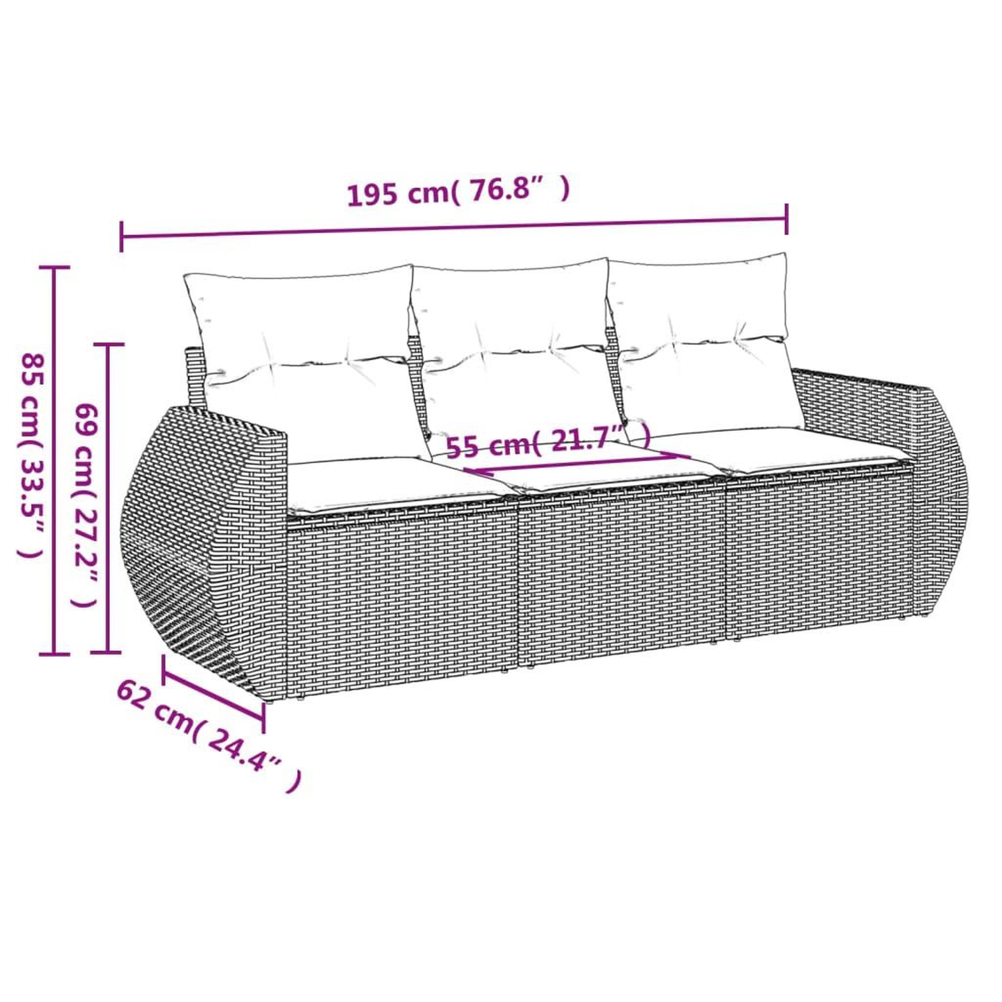 Voir la diapositive 3 : VIDAXL Salon de jardin avec coussins 3 pcs beige resine tressee