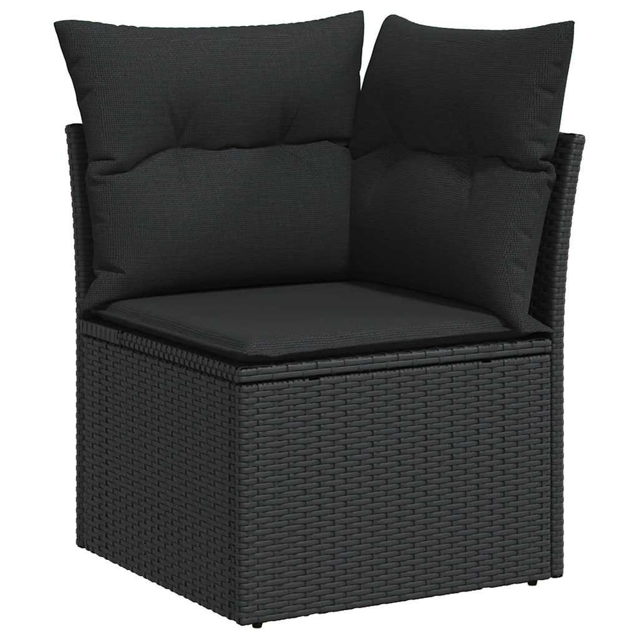 Voir la diapositive 4 : VIDAXL Salon de jardin 8 pcs avec coussins noir resine tressee