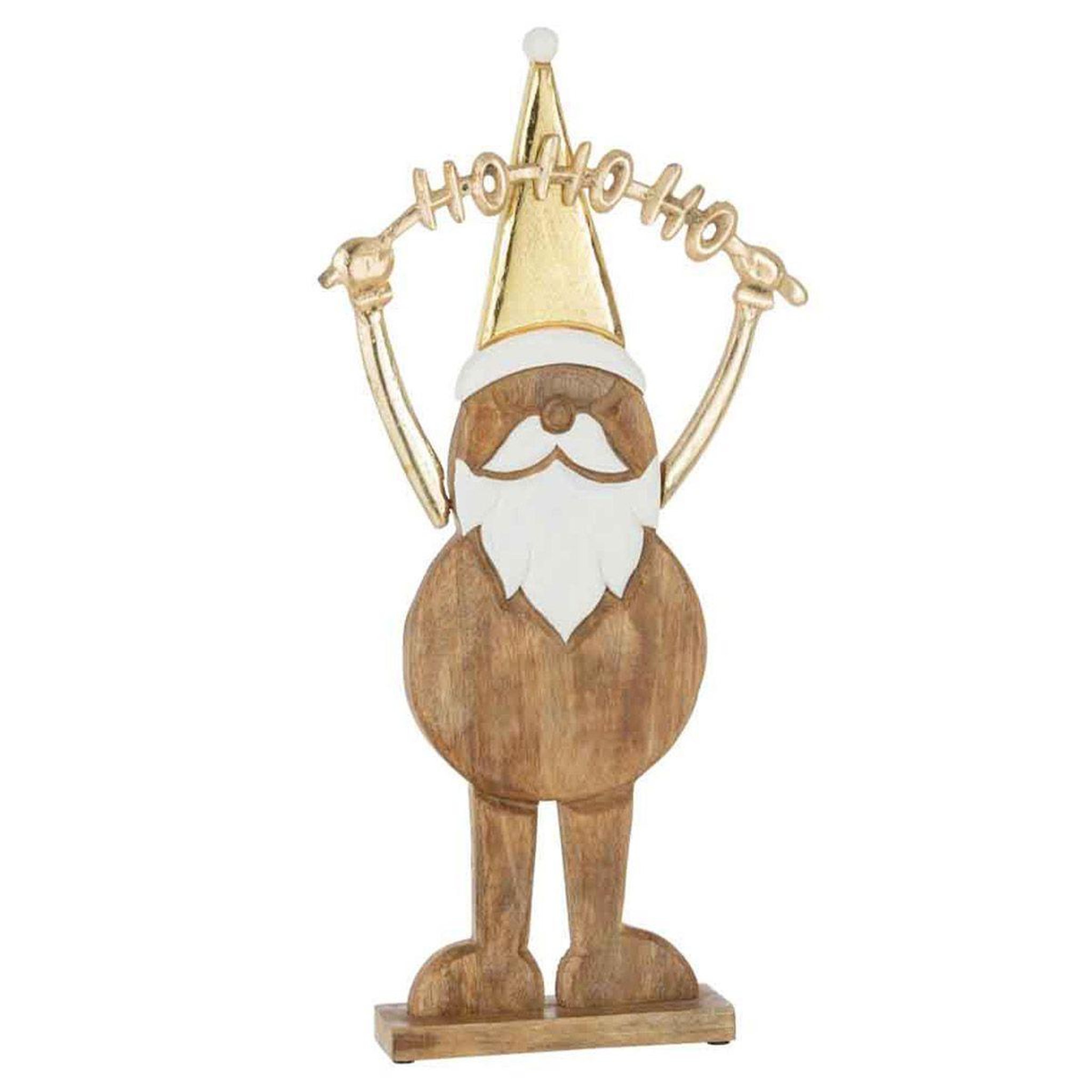 J-LINE Père noël déco  ho ho ho  60cm naturel & or