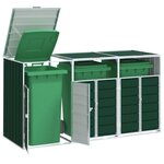 VIDAXL Rangement a roulettes pour poubelles pour trois bacs vert acier