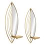 Voir la diapositive 2 : Paris Prix Lot de 2 Bougeoirs Muraux Miroirs  Leaf  41cm Or