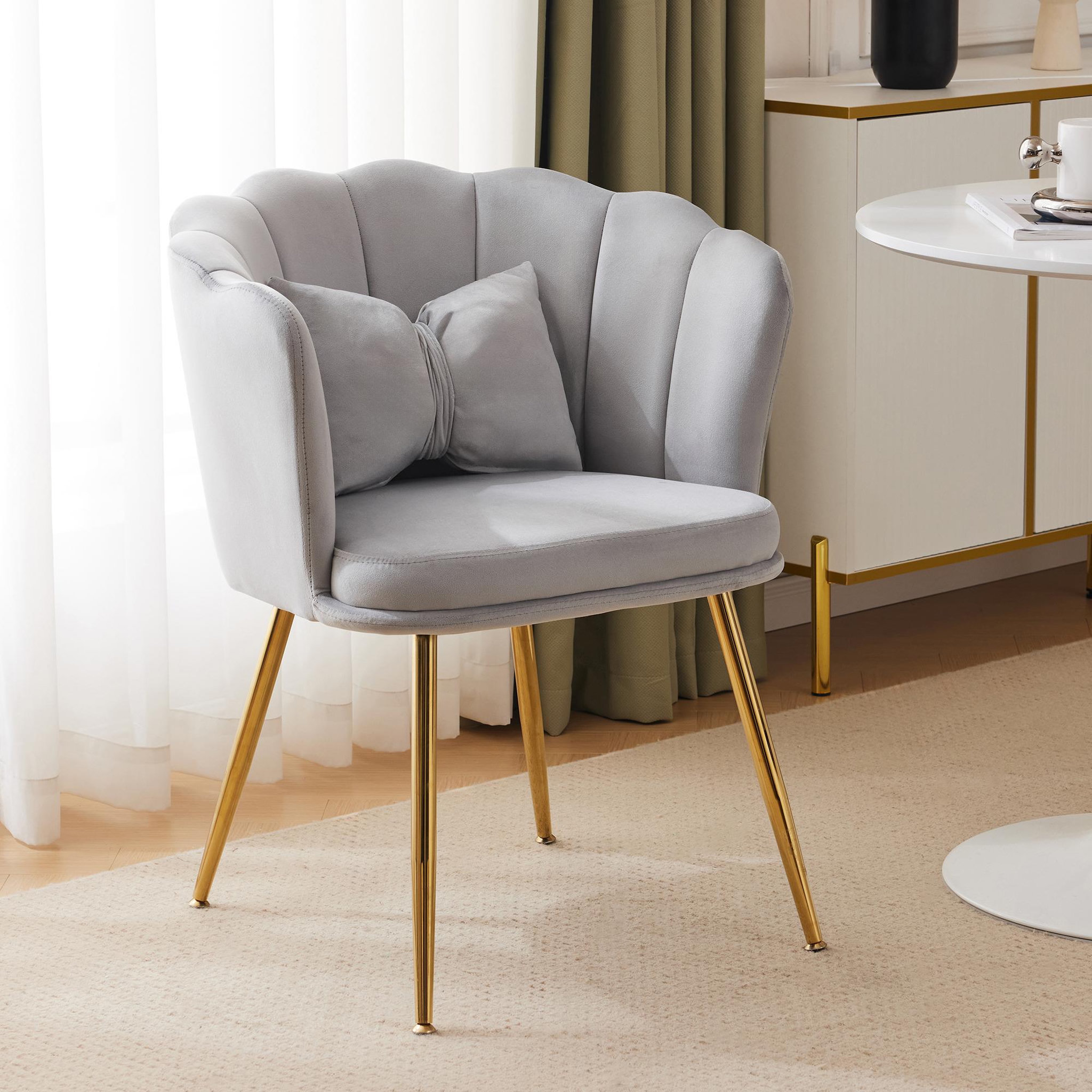 Voir la diapositive 2 : MERAX Fauteuil fixe avec coussin papillon et pieds en métal