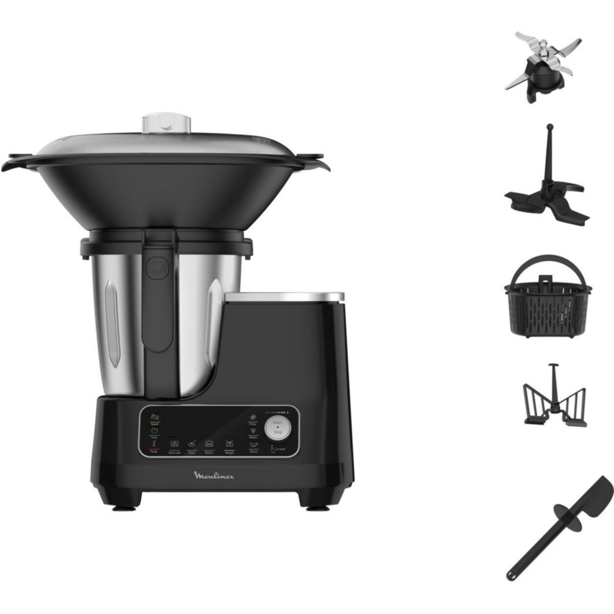 MOULINEX Robot cuiseur Clickchef noir HF456810 + cuiseur vapeur