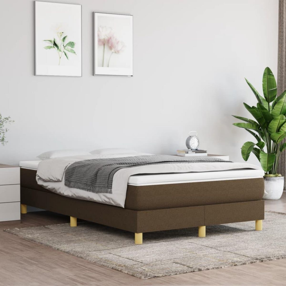 VIDAXL Cadre de lit sans matelas marron fonce 120x200 cm tissu
