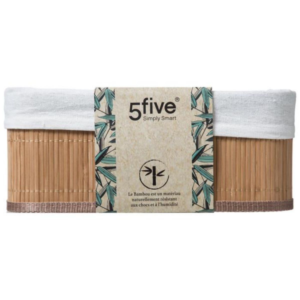 FIVE Lot de 3 paniers en bambou naturel et polyester