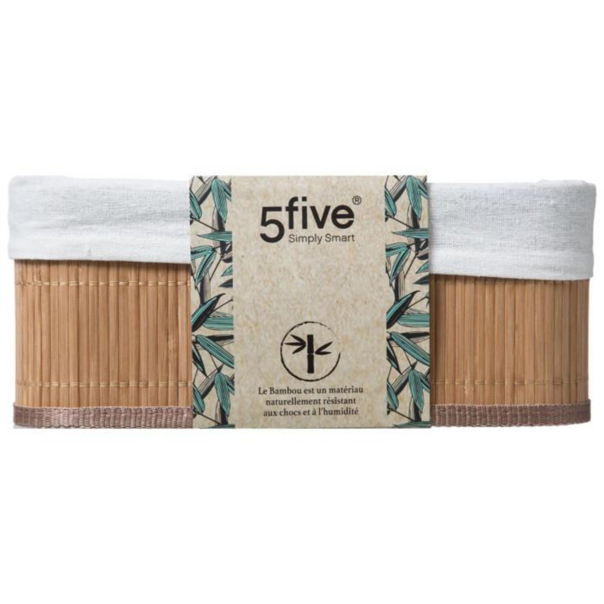 FIVE Lot de 3 paniers en bambou naturel et polyester