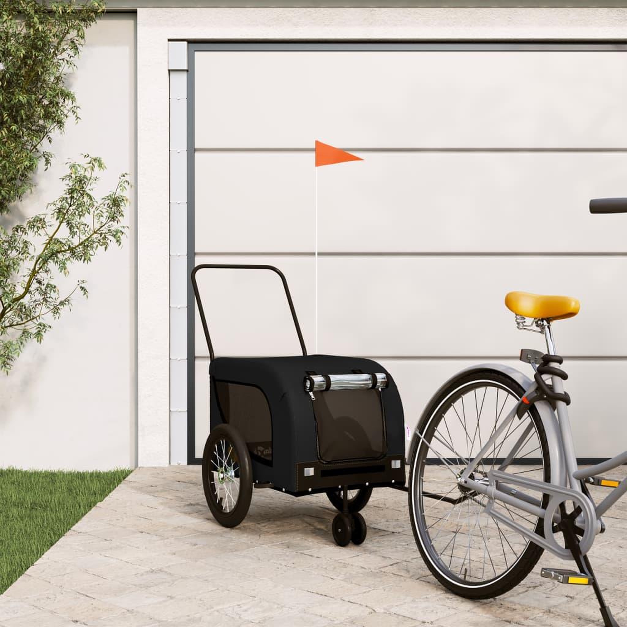 VIDAXL Remorque de velo pour animaux de compagnie noir