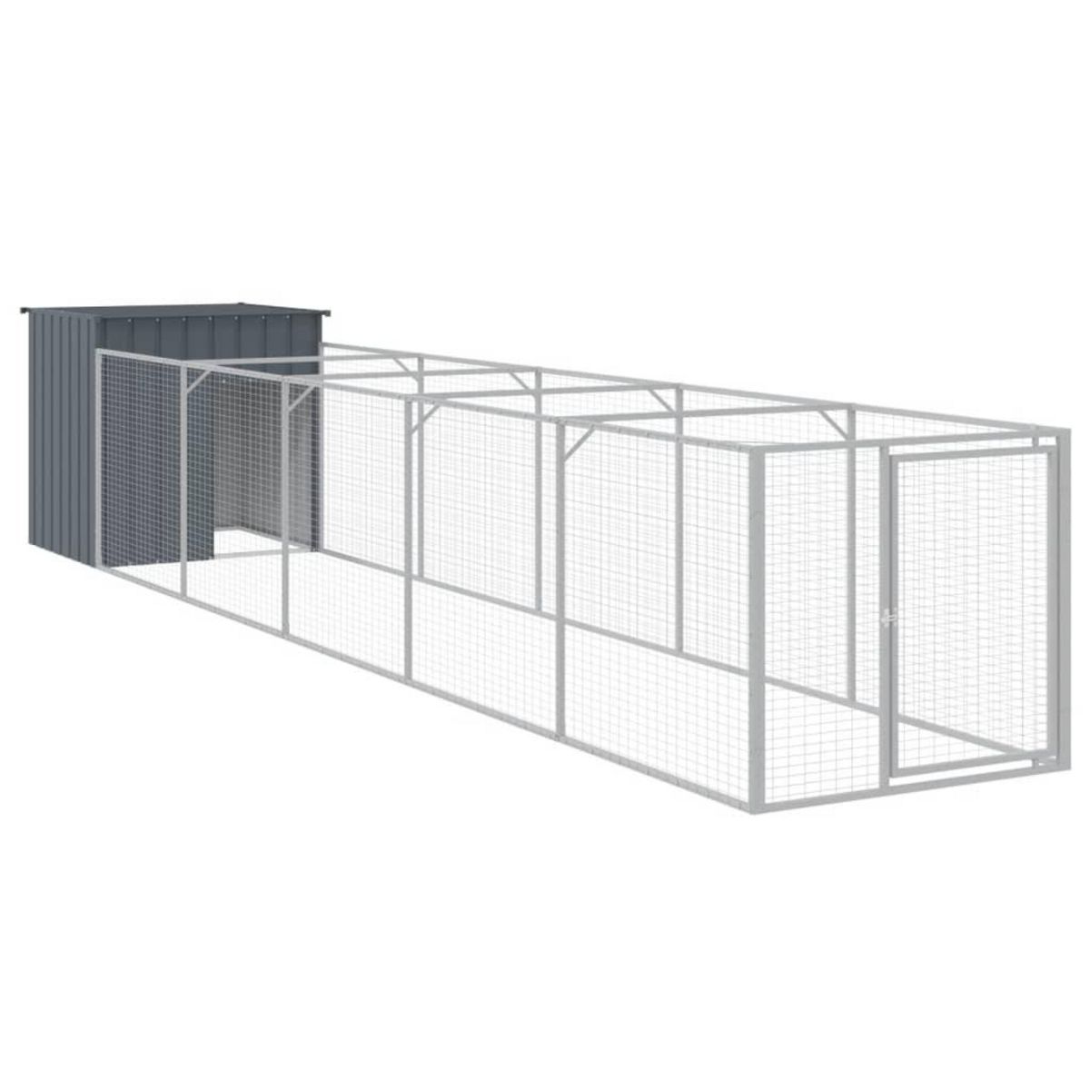 VIDAXL Niche pour chien avec cour anthracite 110x609x110 cm