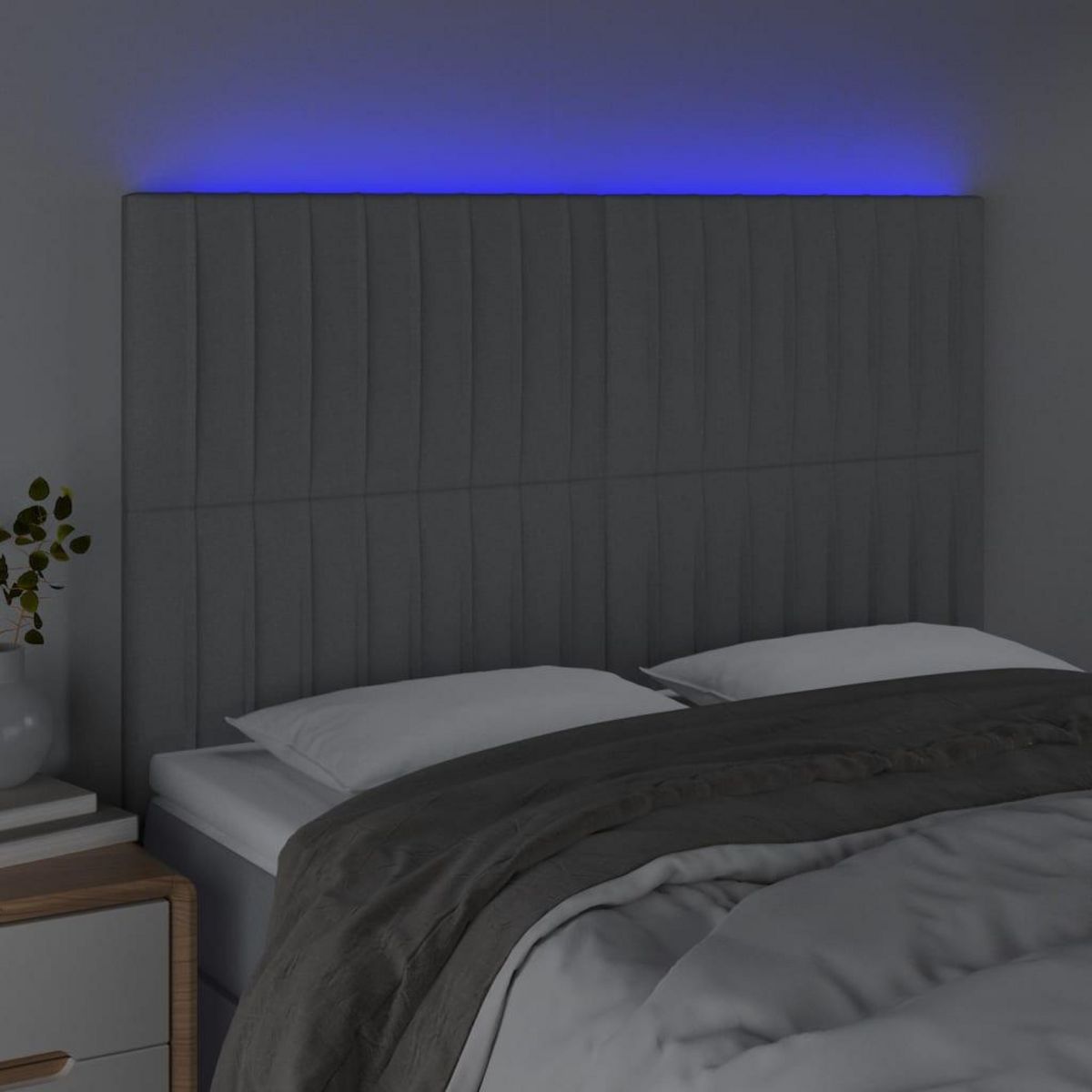 VIDAXL Tete de lit a LED Gris clair 144x5x118/128 cm Tissu