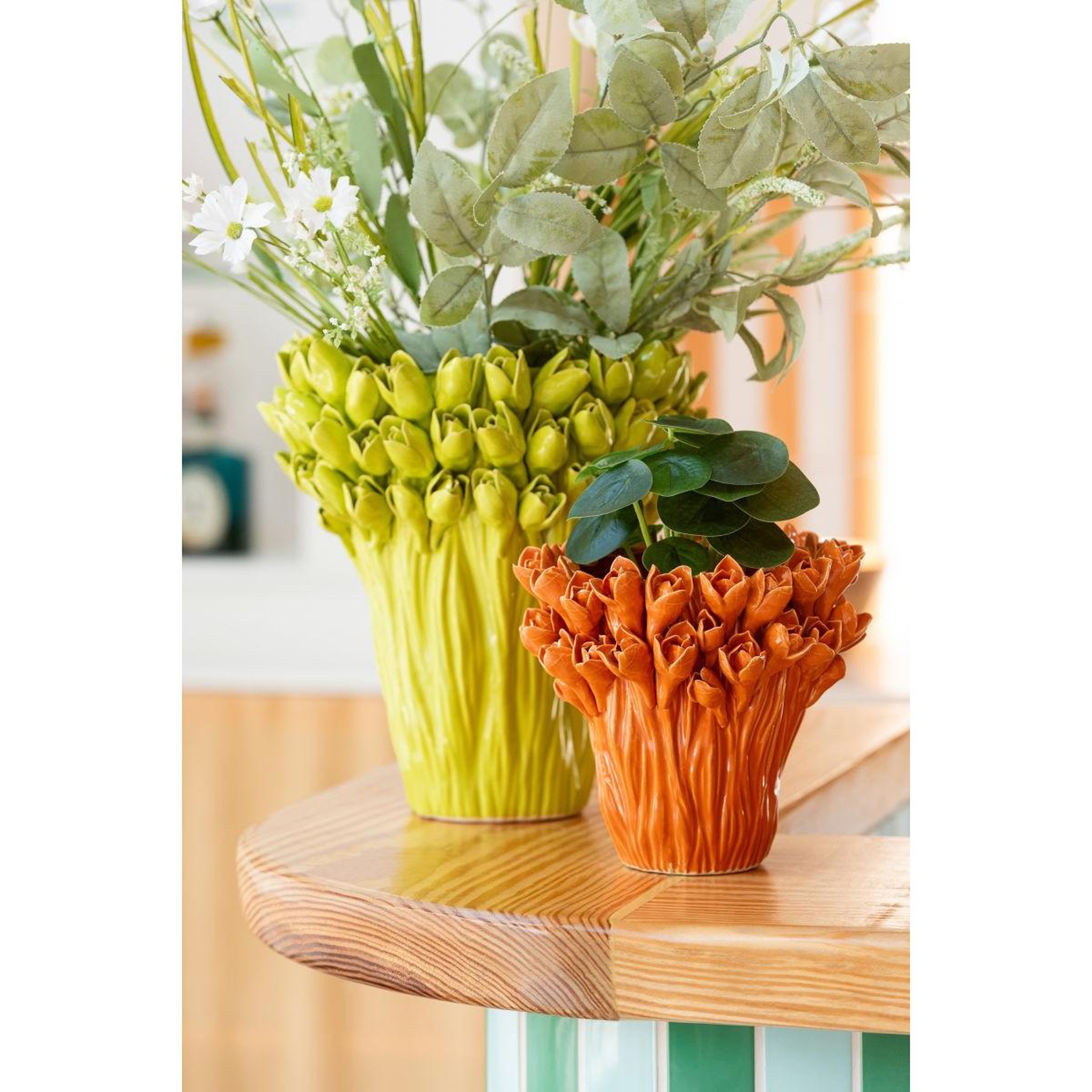 Voir la diapositive 4 : J-LINE Vase déco en grès  ambrosia  19cm orange