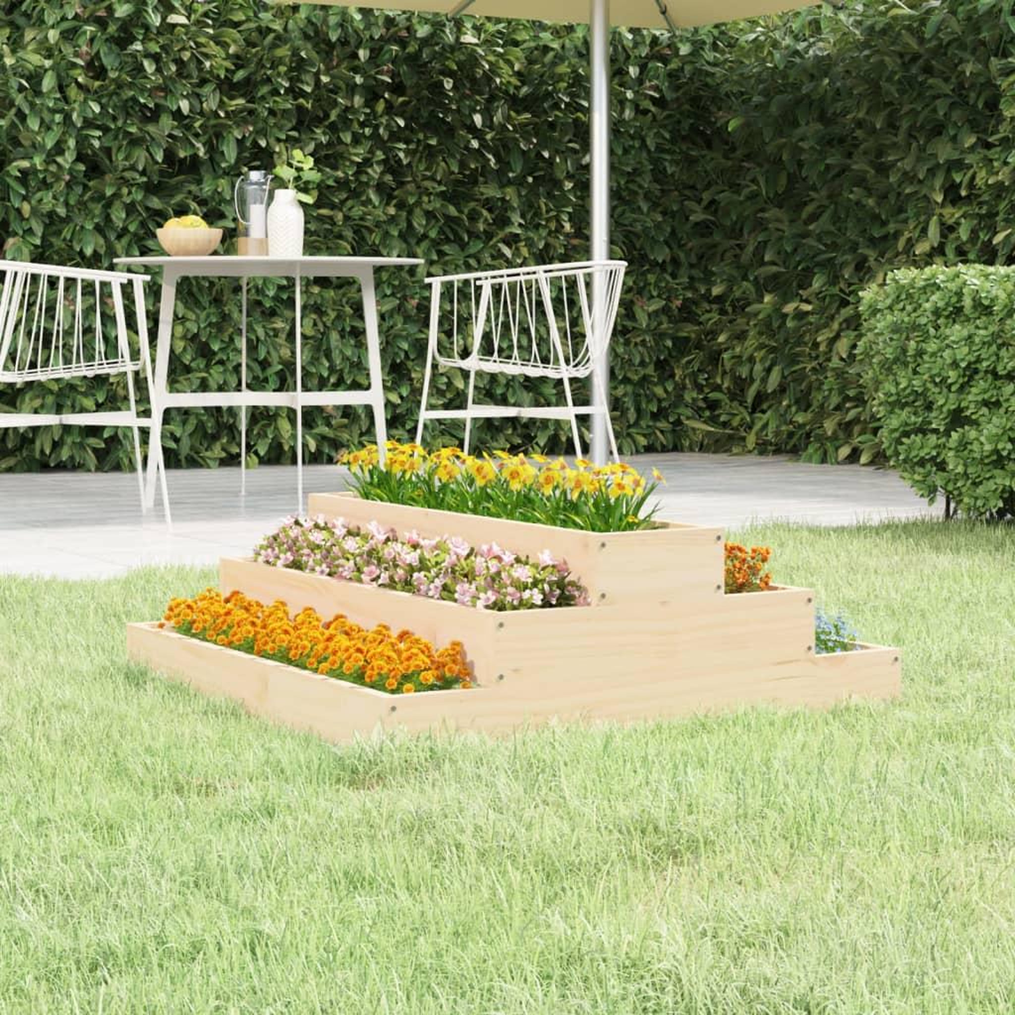 Voir la diapositive 1 : VIDAXL Jardiniere 80x80x27 cm Bois massif de pin