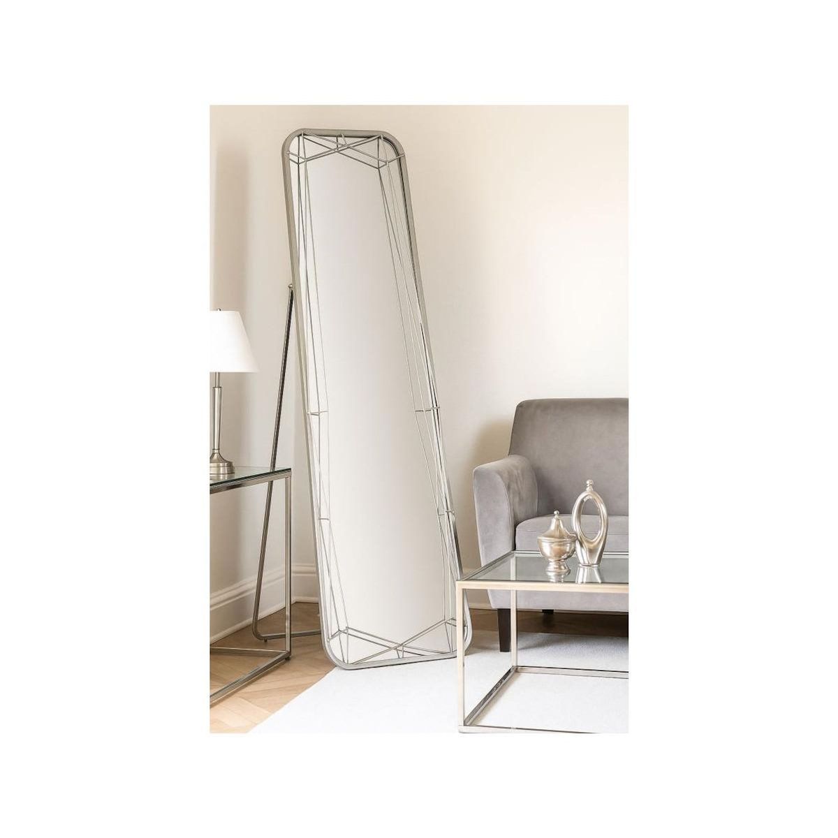 Paris Prix Miroir sur Pied  Linee  153cm Argent