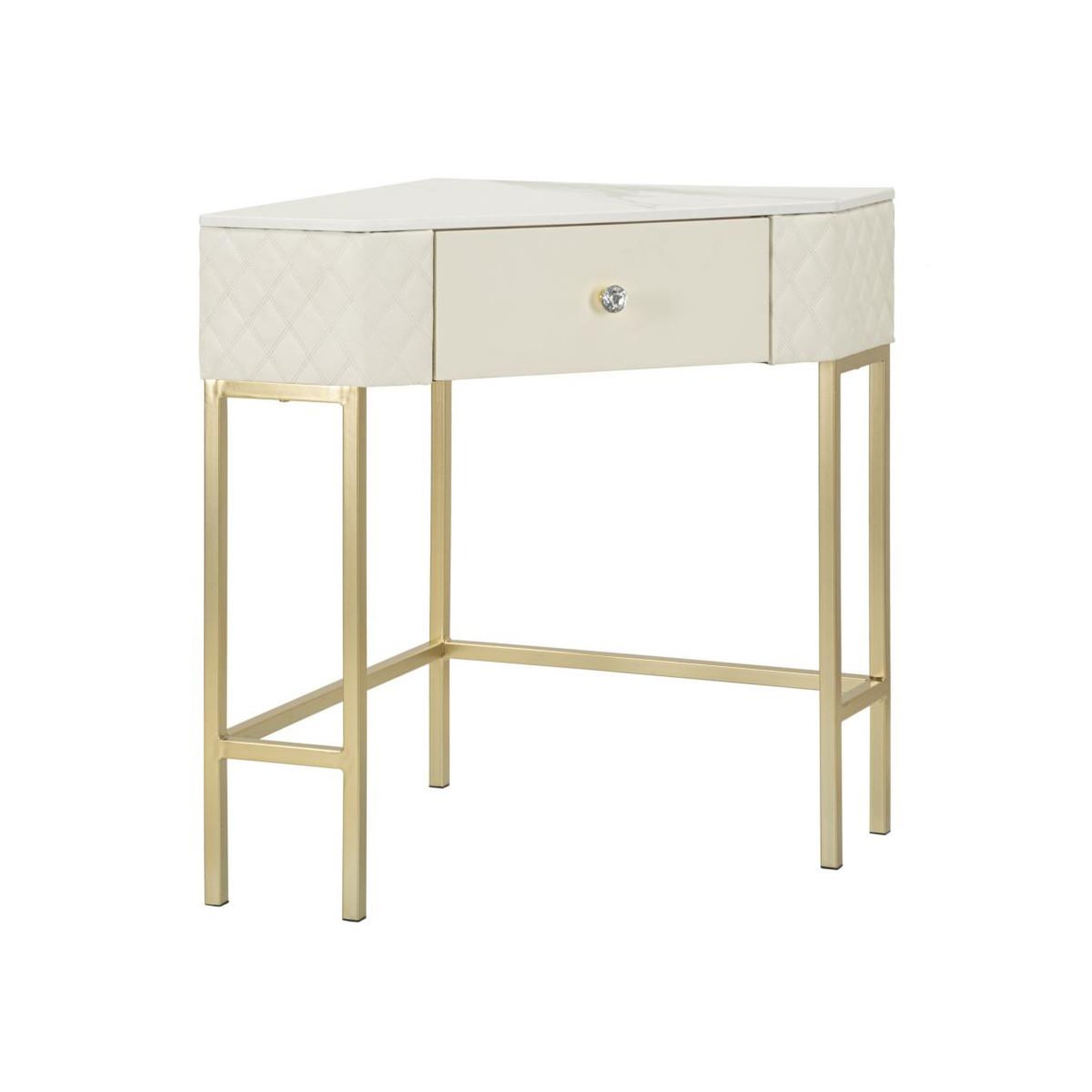 Paris Prix Console d'angle effet marbre  sharon  84cm blanc & or