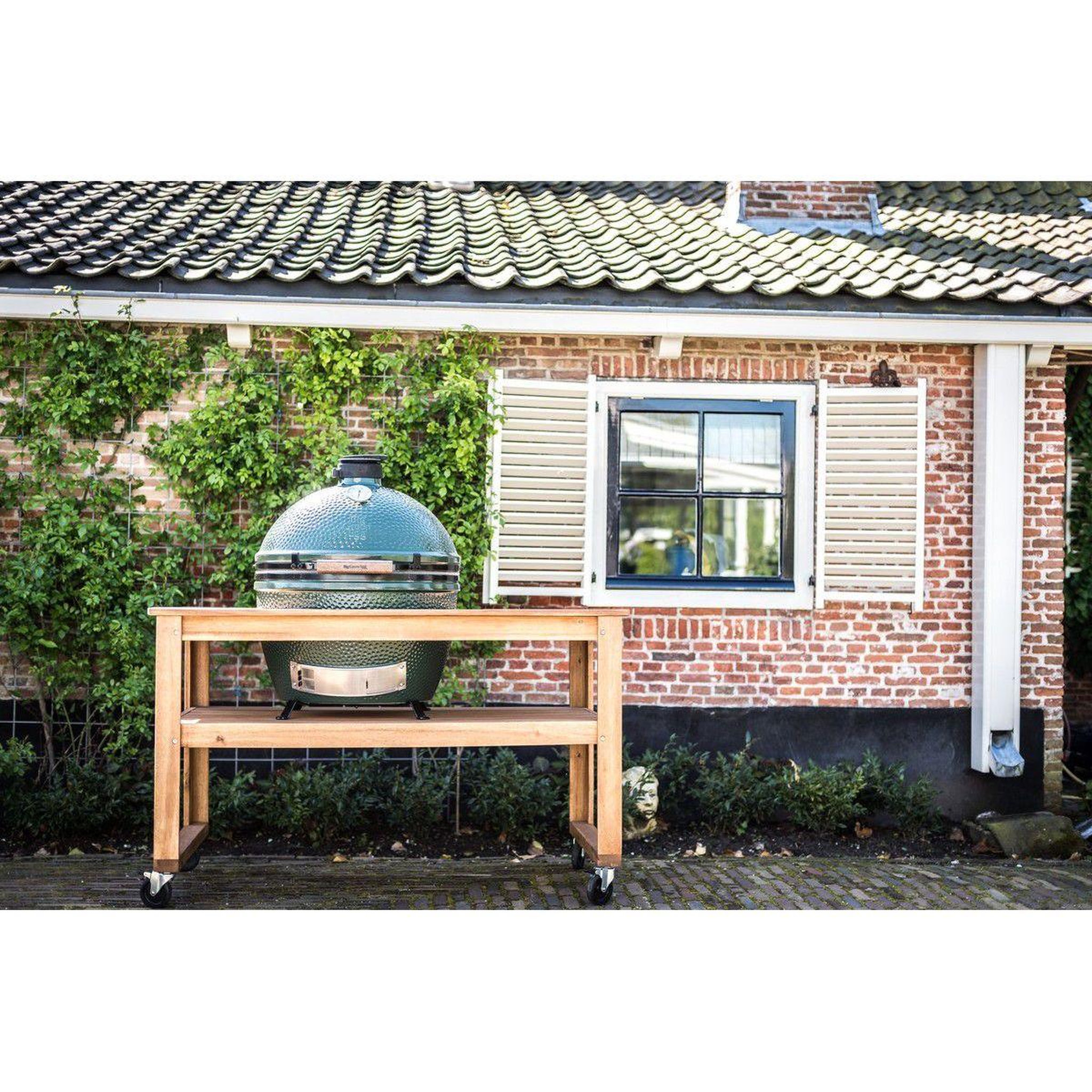 Voir la diapositive 2 : BIG GREEN EGG Table eucalyptus xlarge