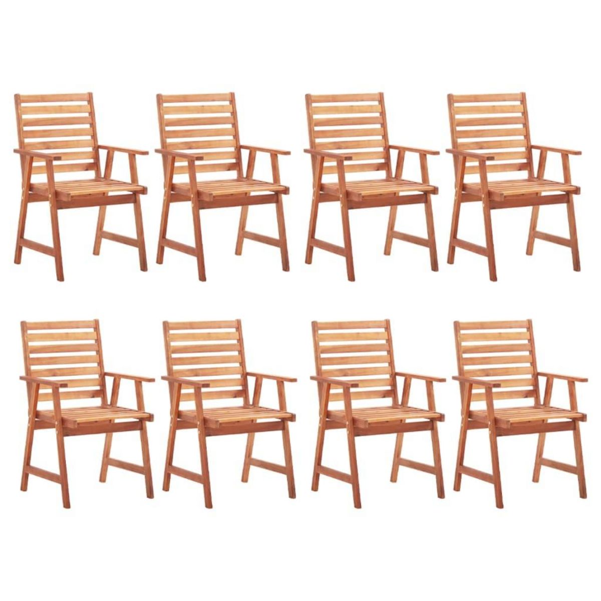 VIDAXL Chaises a manger d'exterieur lot de 8 et coussins Acacia massif