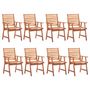 Voir la diapositive 2 : VIDAXL Chaises a manger d'exterieur lot de 8 et coussins Acacia massif