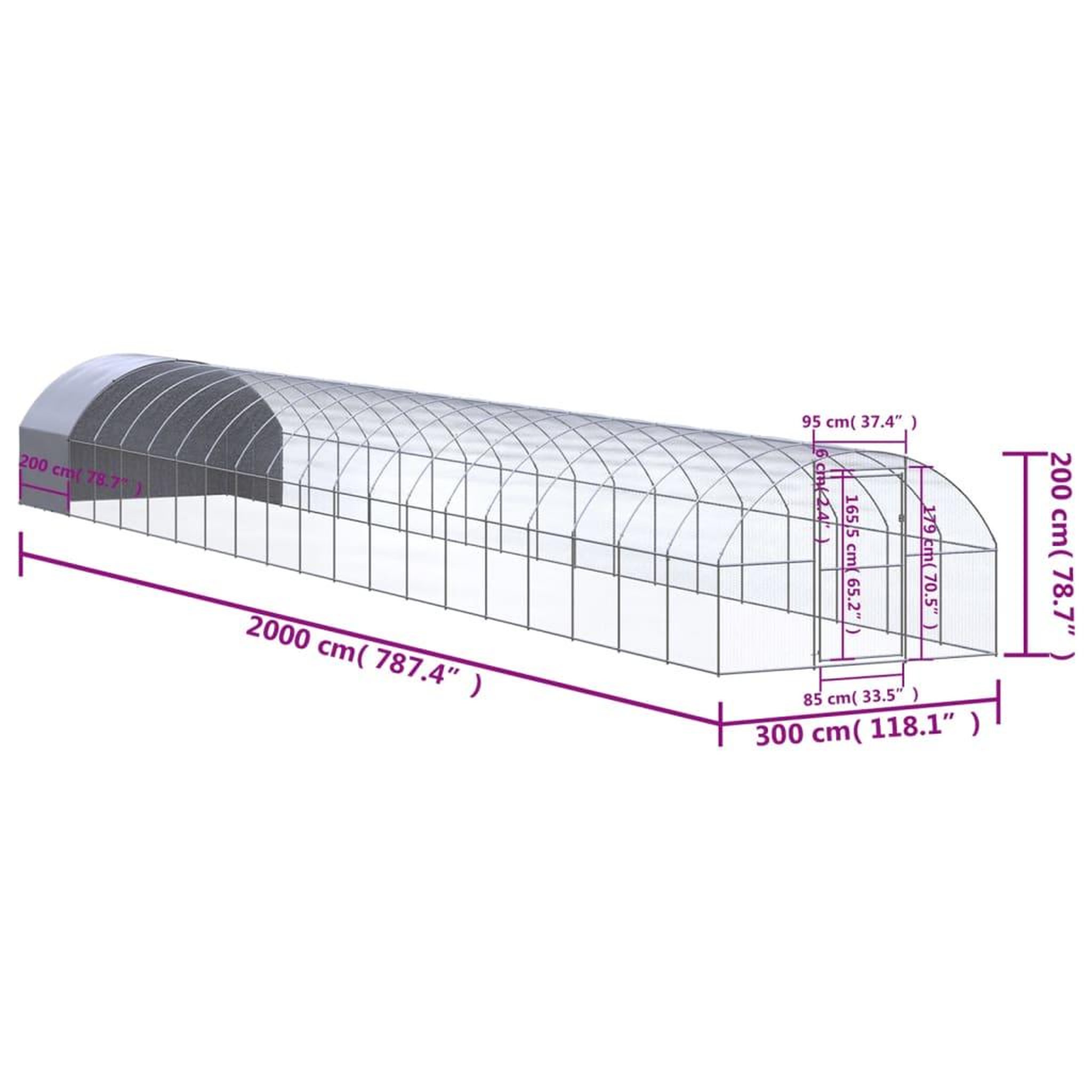 Voir la diapositive 6 : VIDAXL Poulailler d'exterieur 3x20x2 m Acier galvanise