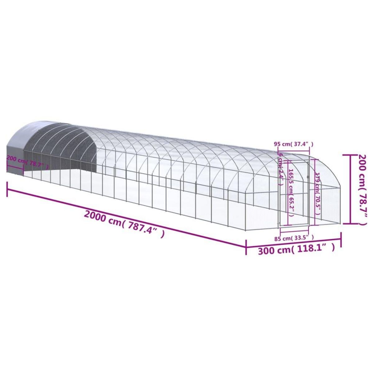 VIDAXL Poulailler d'exterieur 3x20x2 m Acier galvanise