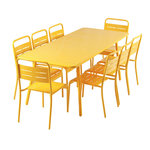 CONCEPT USINE Ensemble table de jardin 200 cm et 8 chaises jaune BERGAME