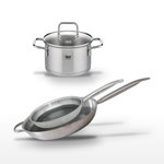 ELO Lot Poêles 32cm & 28cm Elo Relief Solution avec Faitout 14cm