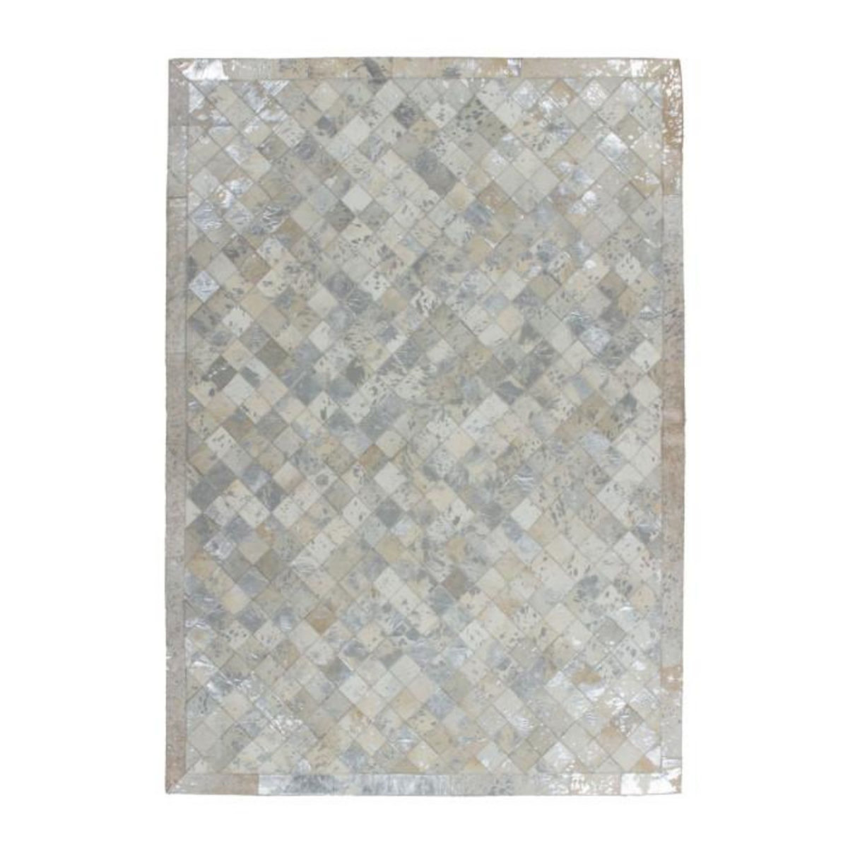 Paris Prix Tapis en Cuir Effet Mosaïque  Lavish  Gris & Argent