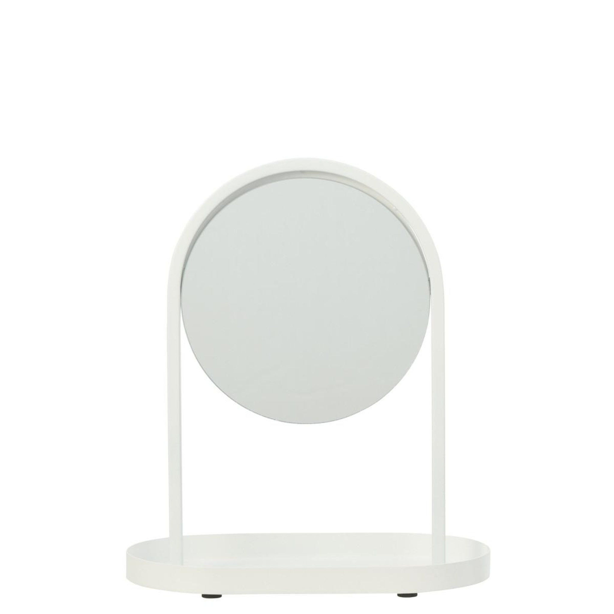 Voir la diapositive 2 : J-LINE Miroir avec support bijoux  perle  32cm blanc