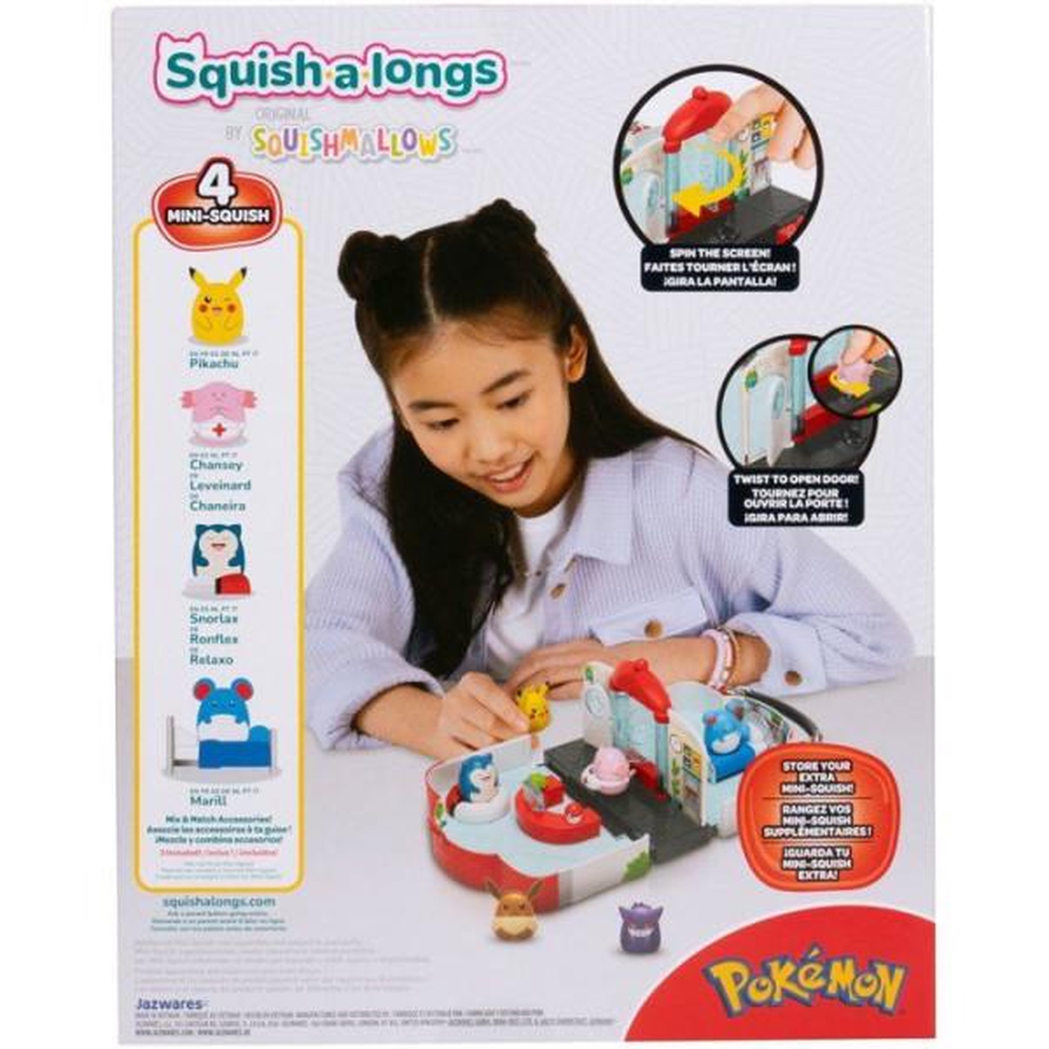 Voir la diapositive 2 : SQUISHMALLOWS Coffret de jeu Pokémon - SQUISHMALLOWS - Squish-a-longs - 4 Mini-Squish - Centre Pokémon