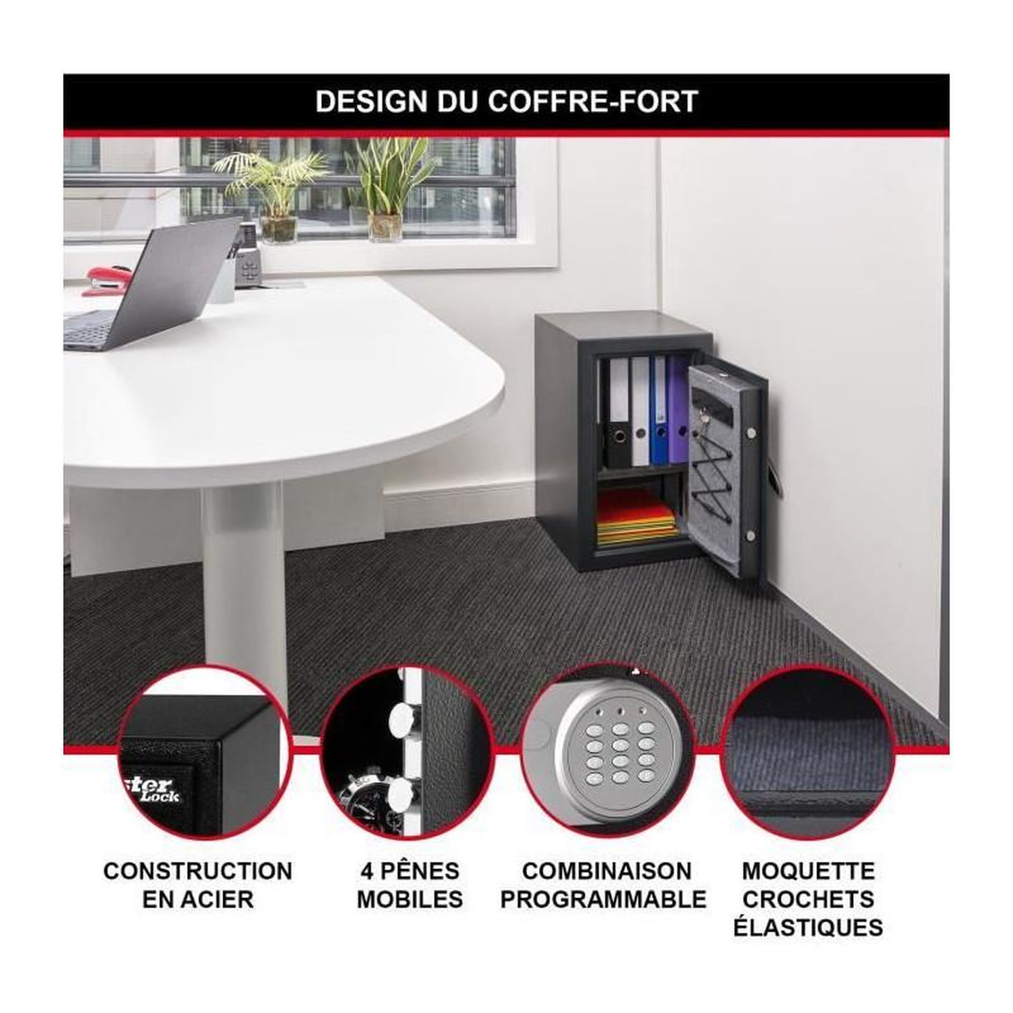 Voir la diapositive 4 : MASTER LOCK Coffre-Fort Haute Sécurité - MASTER LOCK - T6-331ML - Combinaison Électronique - Large 61,7 Litres